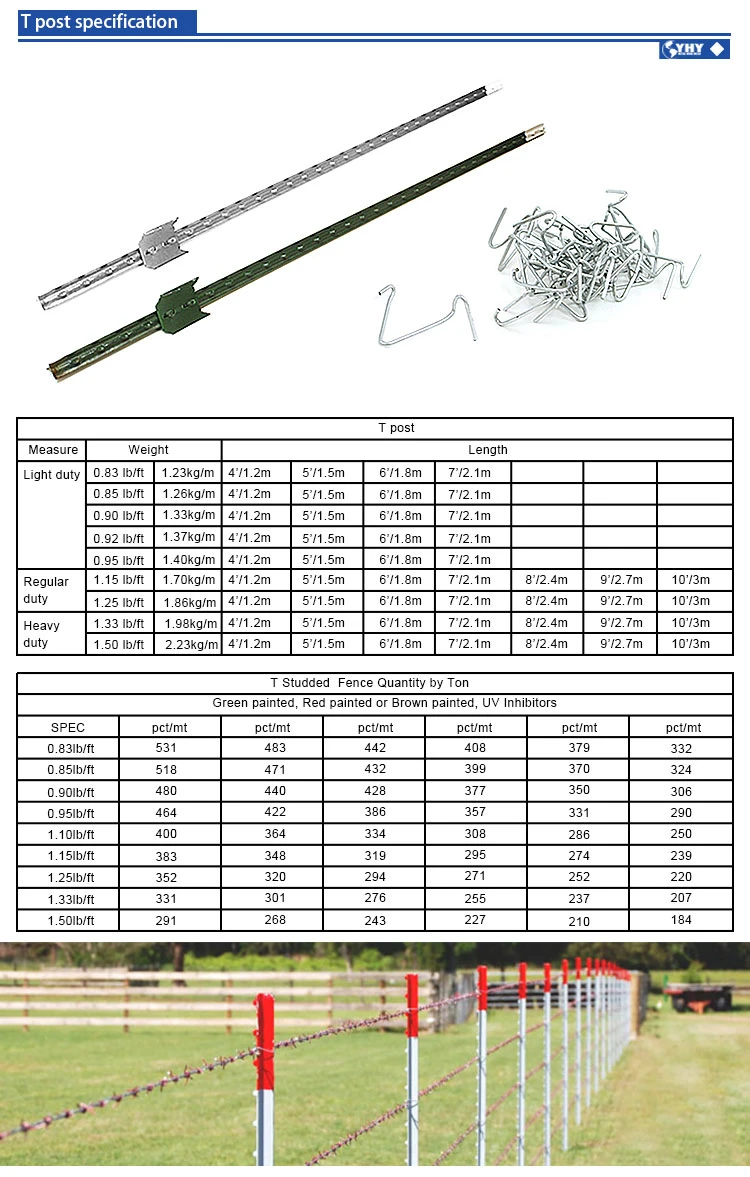 Light Duty Studded Cheap T Type Post for Field Fence